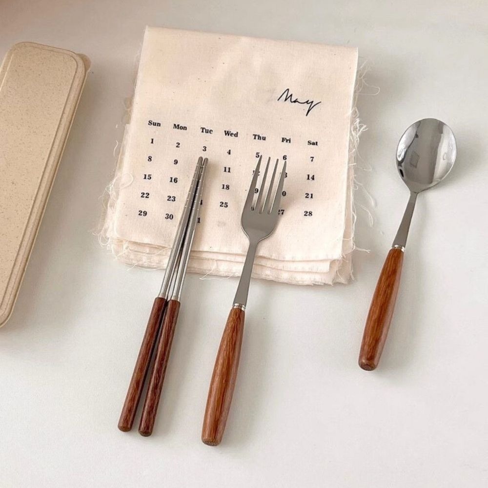 【生活市集】 韓系不銹鋼西餐餐具 不鏽鋼餐具 木柄餐具 木柄西餐叉 不銹鋼勺 西餐勺燭光晚餐餐具筷子湯匙牛排刀-細節圖3