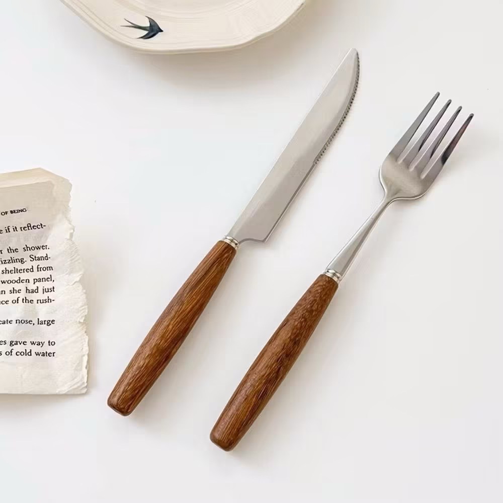 餐刀【 木柄不銹鋼餐具 】
