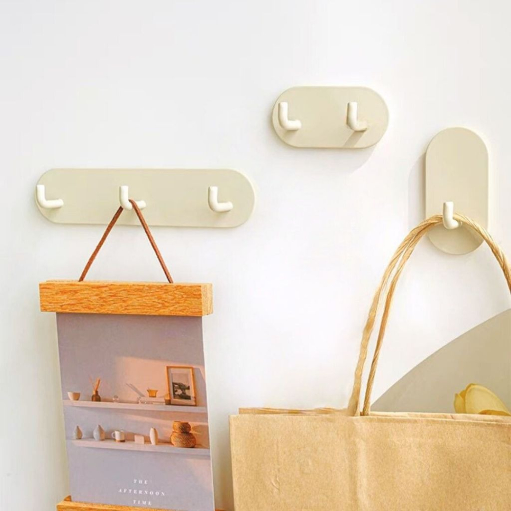 【生活市集】奶油色系鐵製壁掛鉤 附黏貼背膠 免打孔 掛勾 衣帽架 掛鉤架 掛衣鉤 鑰匙鉤 金屬掛鉤玄關掛鉤-細節圖5