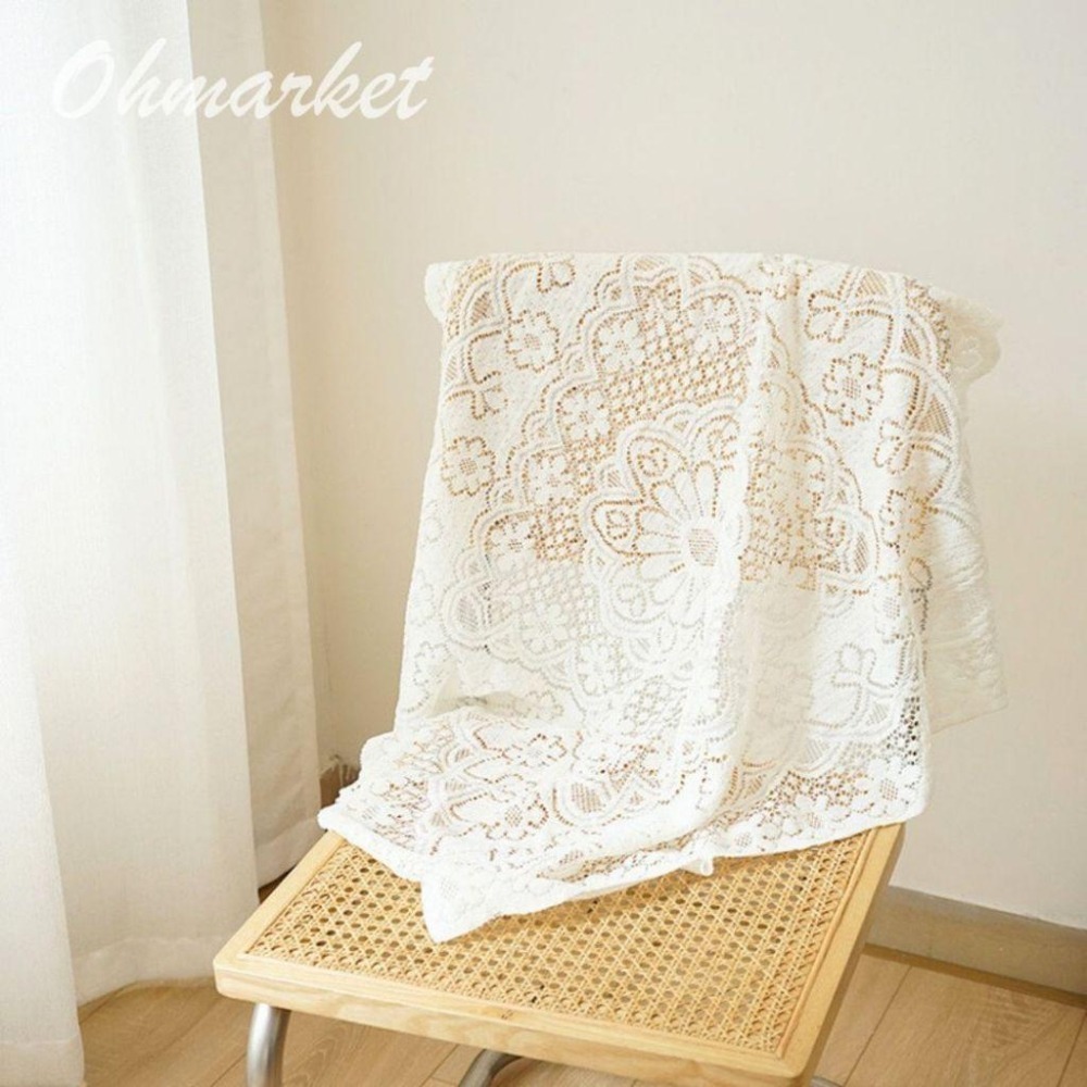 【生活市集】 加厚蕾絲桌布 編織桌布 餐桌布 沙發布餐桌墊桌巾韓風背景布小清新沙發巾 野餐墊奶茶色餐桌蕾絲桌巾-細節圖3