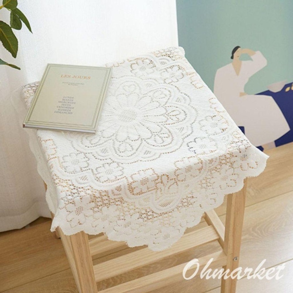 【生活市集】 加厚蕾絲桌布 編織桌布 餐桌布 沙發布餐桌墊桌巾韓風背景布小清新沙發巾 野餐墊奶茶色餐桌蕾絲桌巾-細節圖4