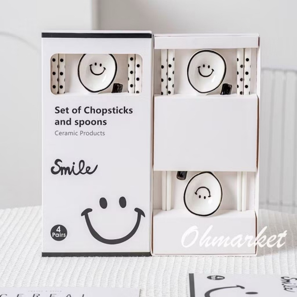微笑豆豆組【 筷子2入 / 湯匙2入 】