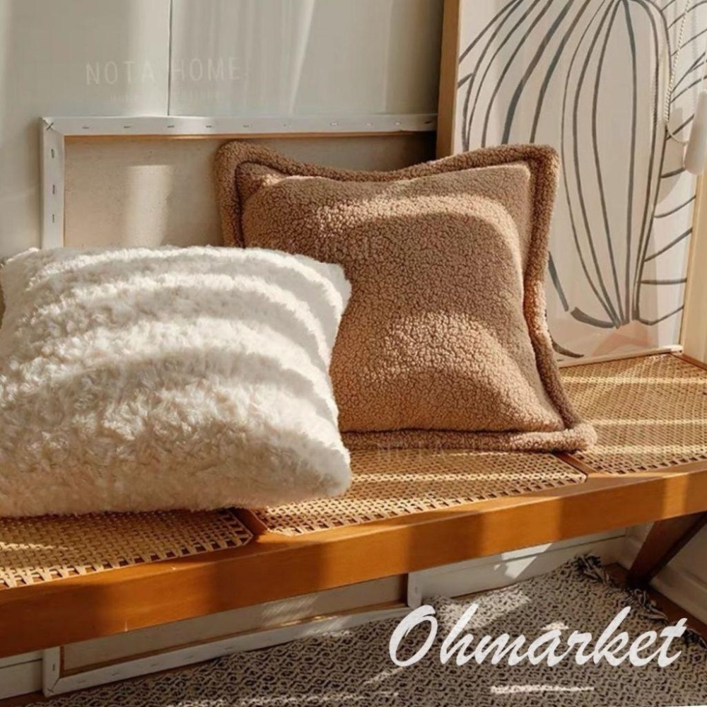 【生活市集】 暖色系羊羔絨抱枕套 可拆洗抱枕 抱枕套 抱枕 坐墊沙發抱枕造型抱枕北歐抱枕兩用沙發枕頭套-細節圖2