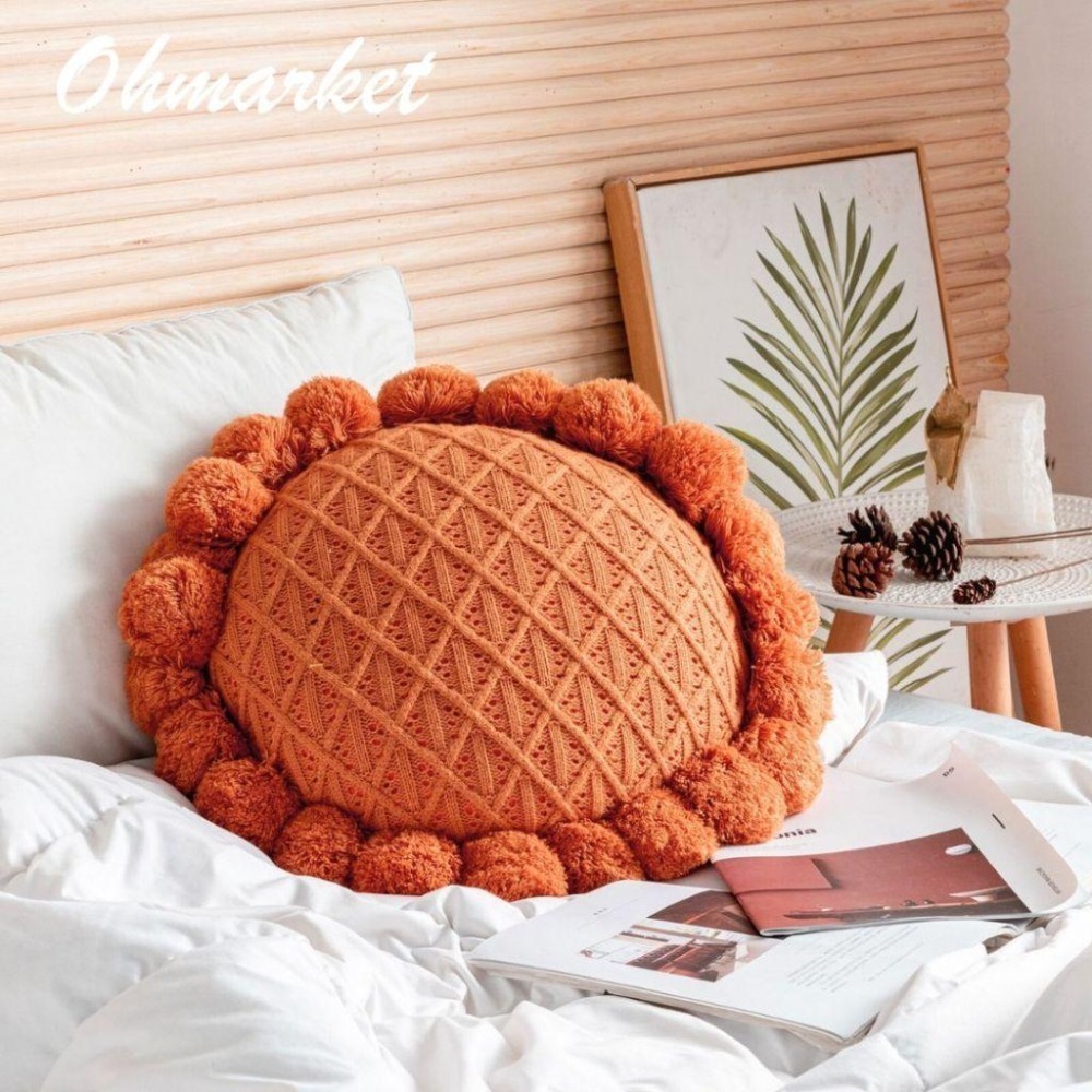【生活市集】可拆洗 ins手工針織毛線抱枕 胖毛線抱枕 絨毛抱枕沙發靠墊沙發抱枕靠枕造型抱枕汽車抱枕民宿靠枕-細節圖3