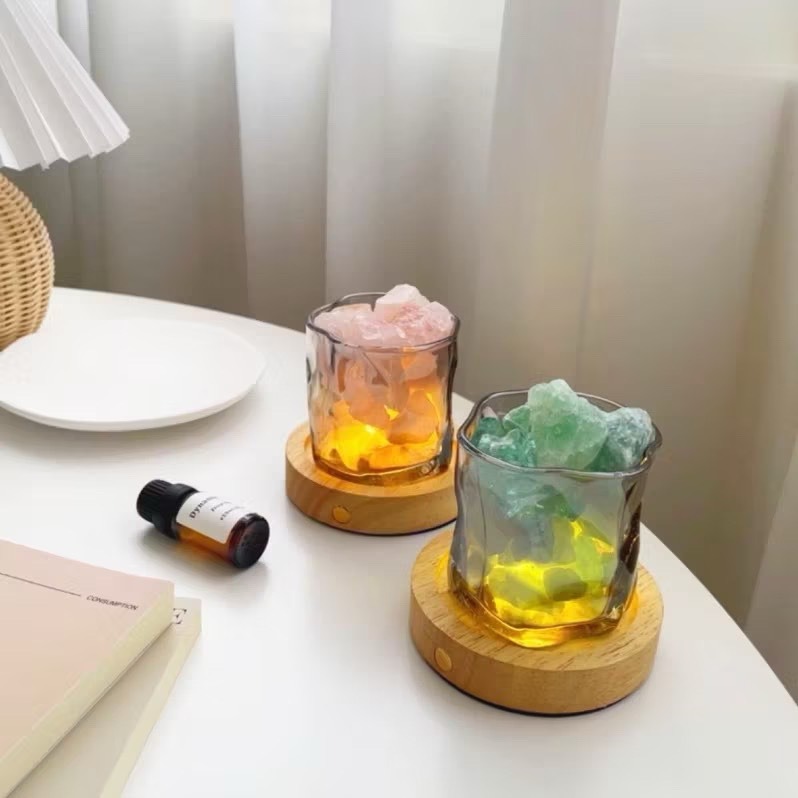 【生活市集】 充電燈座 香薰精油擴香石 無火香氛晶石  無火香薰擴香水晶石 夜光水晶精油擴香石-細節圖4