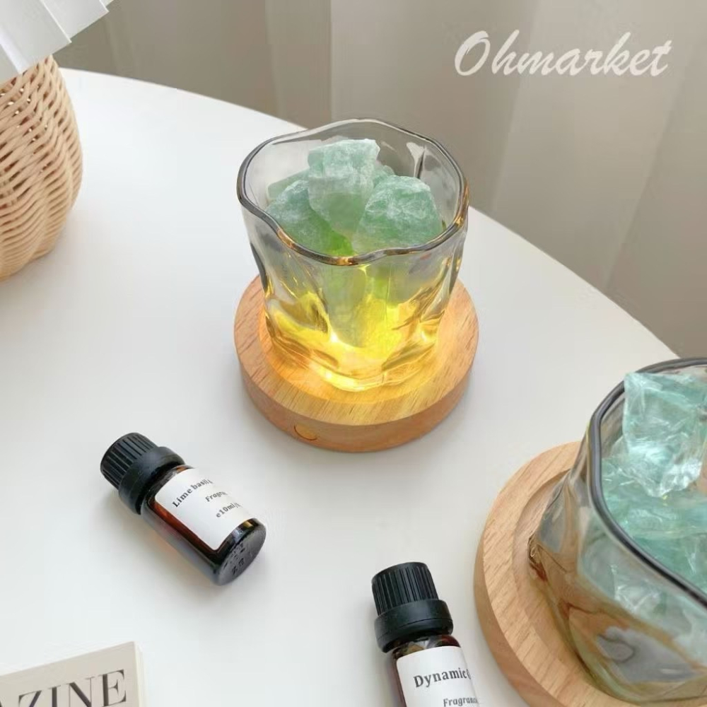 【生活市集】 充電燈座 香薰精油擴香石 無火香氛晶石  無火香薰擴香水晶石 夜光水晶精油擴香石-細節圖6