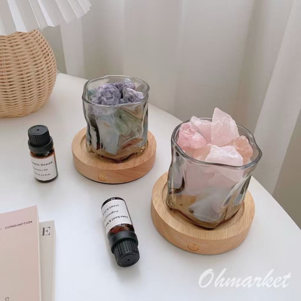 【生活市集】 充電燈座 香薰精油擴香石 無火香氛晶石  無火香薰擴香水晶石 夜光水晶精油擴香石-細節圖7