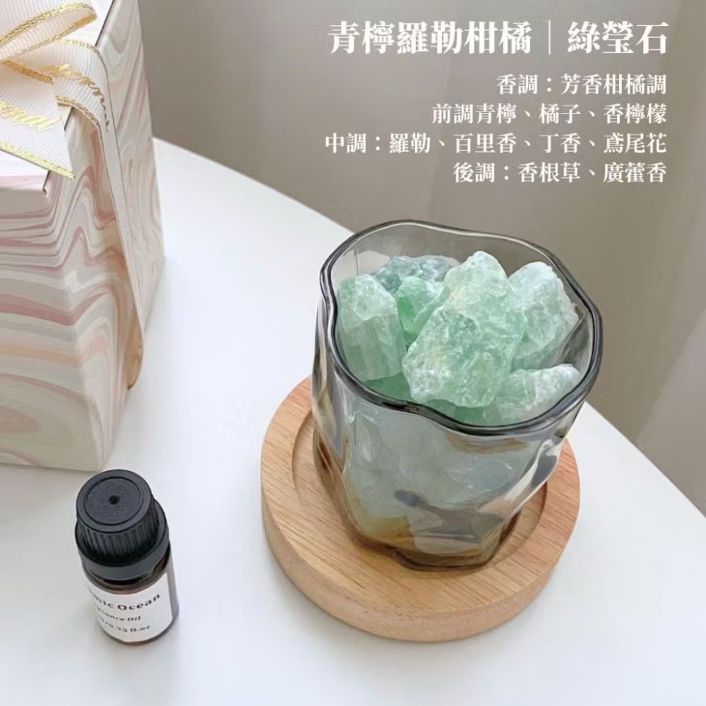 綠瑩石小夜燈｜青檸羅勒柑橘10ml