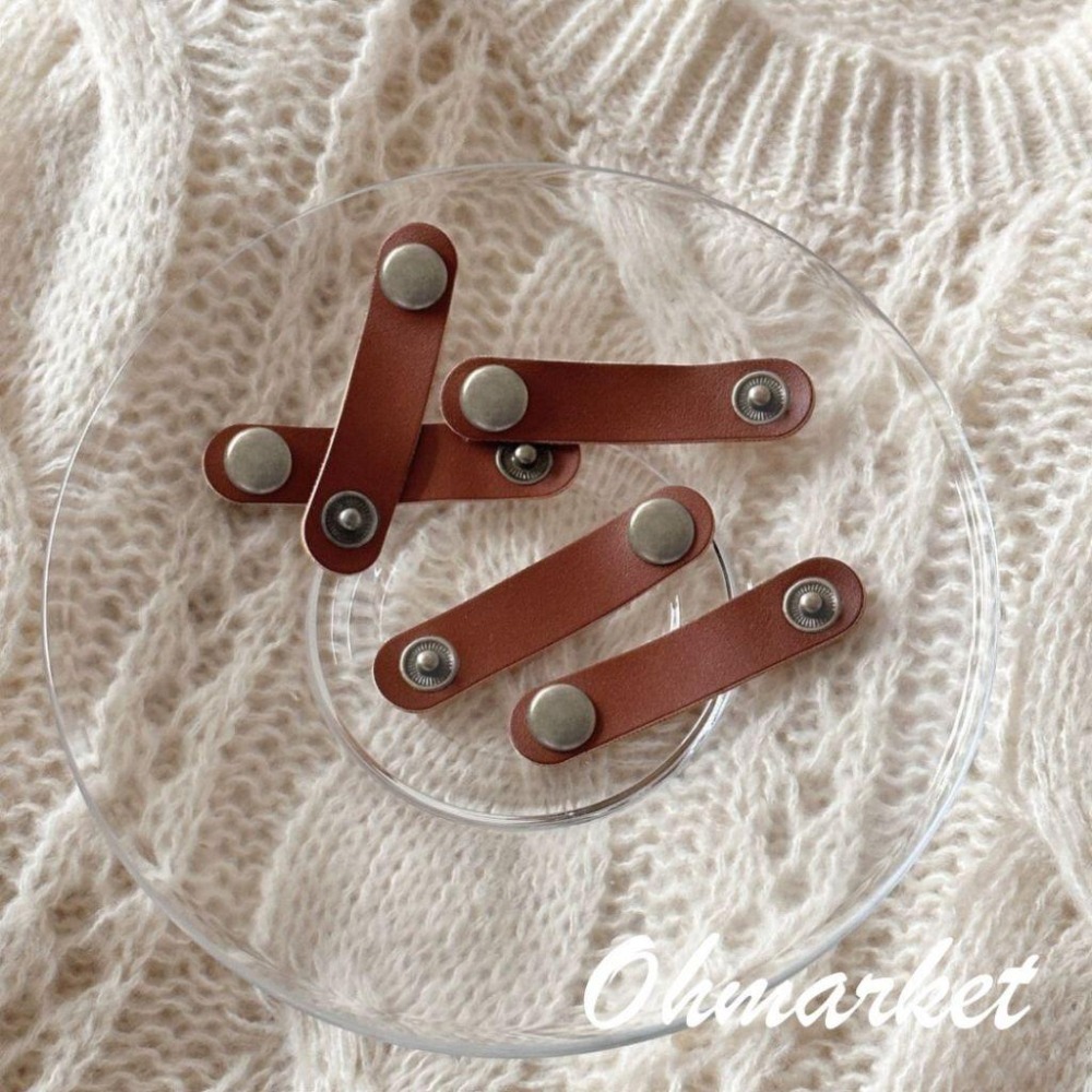 【生活市集】 皮革束線收納扣 束線帶 電線束帶 捆線帶 集線束帶 理線 整線束帶 理線帶 充電線收納 電線收納線-細節圖3