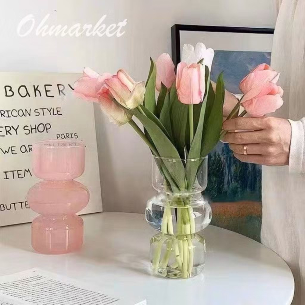 【生活市集】 法式三波造型花瓶 彩色花瓶花插 玻璃花瓶 透明花瓶 插花瓶 玻璃擺件 桌面裝飾 乾燥花花瓶-細節圖4