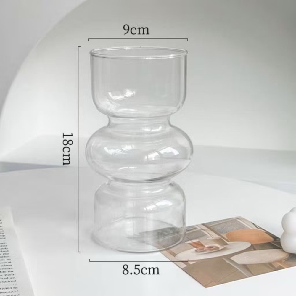 【生活市集】 法式三波造型花瓶 彩色花瓶花插 玻璃花瓶 透明花瓶 插花瓶 玻璃擺件 桌面裝飾 乾燥花花瓶-規格圖11