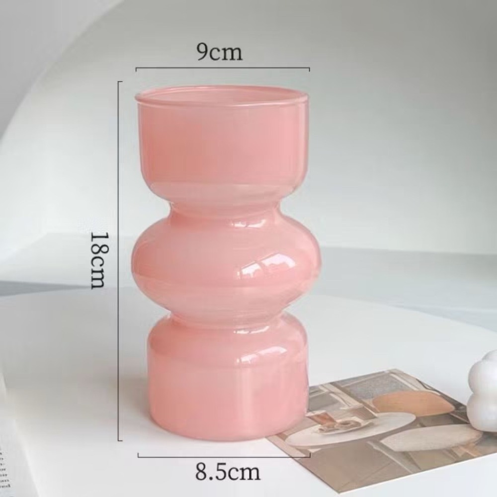 【生活市集】 法式三波造型花瓶 彩色花瓶花插 玻璃花瓶 透明花瓶 插花瓶 玻璃擺件 桌面裝飾 乾燥花花瓶-規格圖11