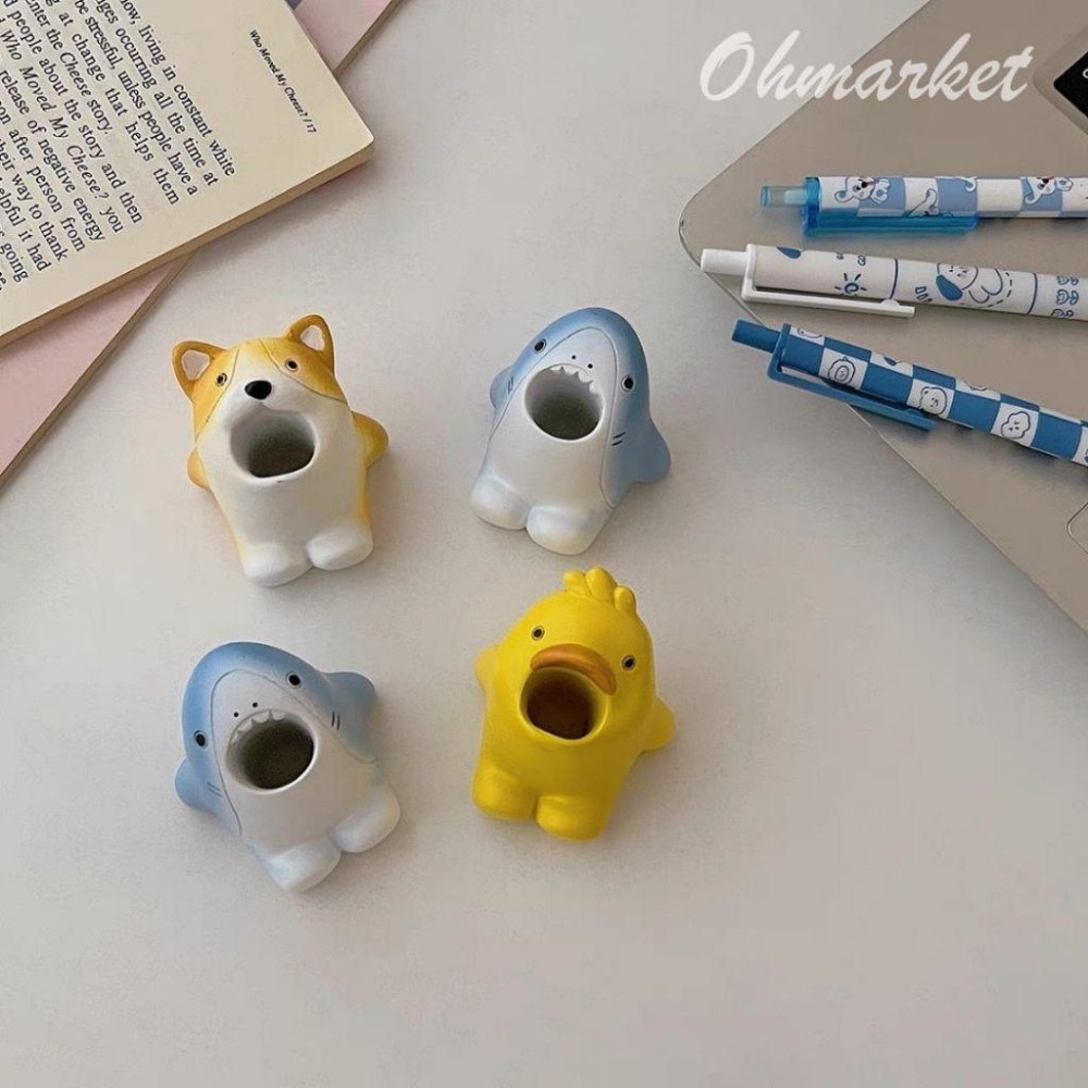 【生活市集】台灣現貨 可愛動物牙刷架 動物牙刷架 衛生間 浴室 牙刷架 置物架 筆插 柯基 鯊魚 小鴨 河馬-細節圖4