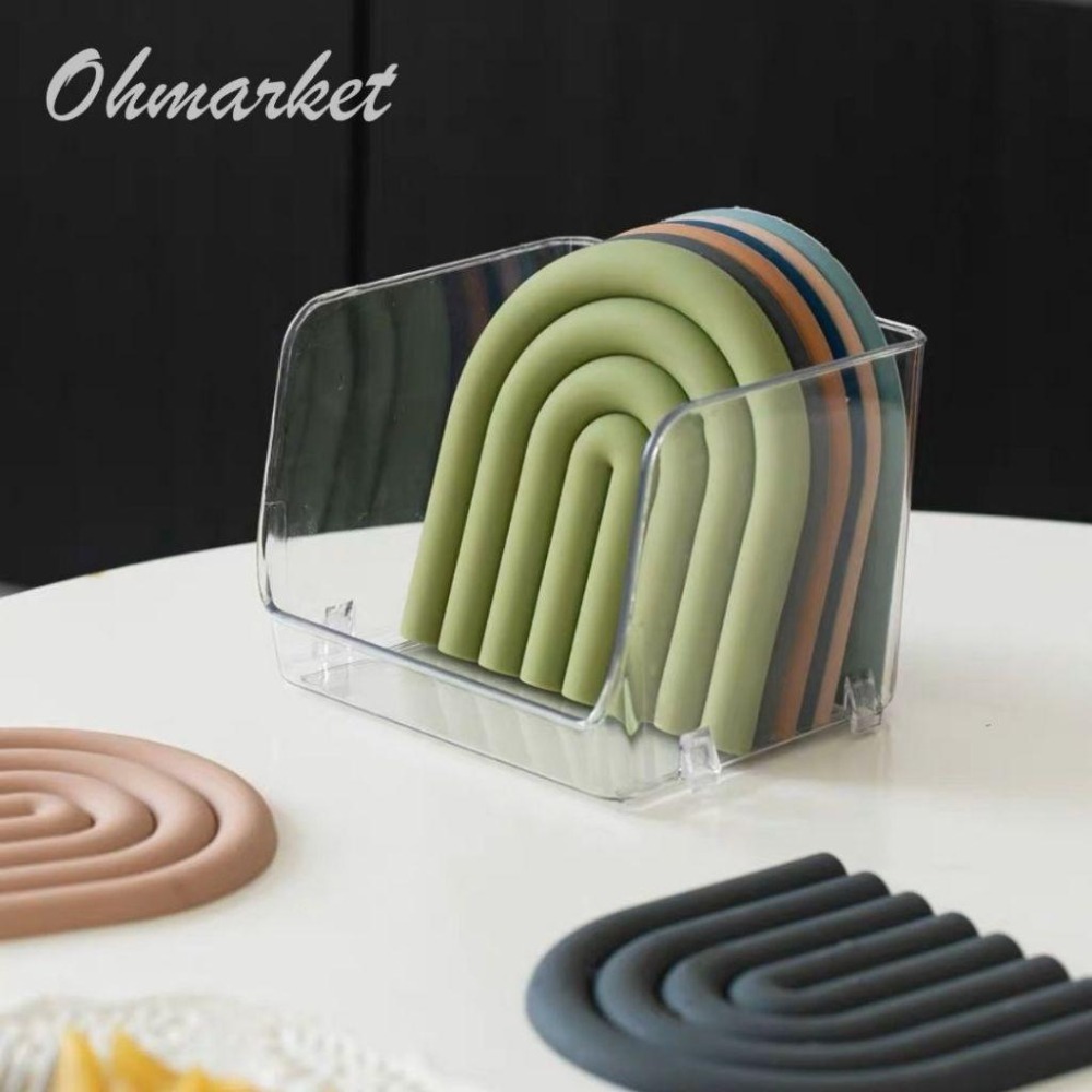 【生活市集】 半月矽膠隔熱墊 隔熱墊 彩虹隔熱墊 廚房隔熱墊 鍋子隔熱墊 耐高溫桌面隔熱墊 餐墊北歐風硅膠餐墊-細節圖2