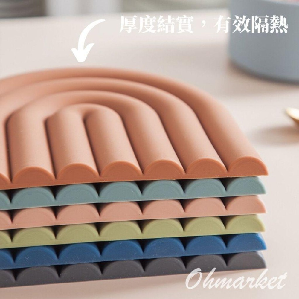 【生活市集】 半月矽膠隔熱墊 隔熱墊 彩虹隔熱墊 廚房隔熱墊 鍋子隔熱墊 耐高溫桌面隔熱墊 餐墊北歐風硅膠餐墊-細節圖3