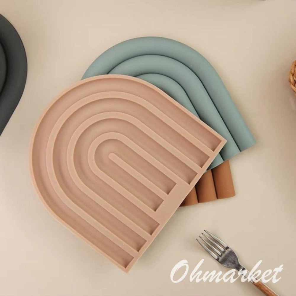 【生活市集】 半月矽膠隔熱墊 隔熱墊 彩虹隔熱墊 廚房隔熱墊 鍋子隔熱墊 耐高溫桌面隔熱墊 餐墊北歐風硅膠餐墊-細節圖5