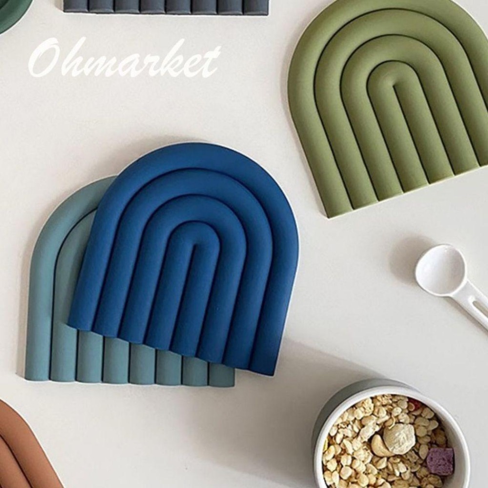 【生活市集】 半月矽膠隔熱墊 隔熱墊 彩虹隔熱墊 廚房隔熱墊 鍋子隔熱墊 耐高溫桌面隔熱墊 餐墊北歐風硅膠餐墊-細節圖8