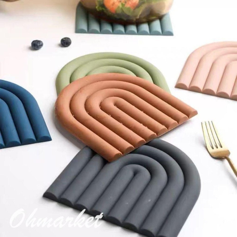 【生活市集】 半月矽膠隔熱墊 隔熱墊 彩虹隔熱墊 廚房隔熱墊 鍋子隔熱墊 耐高溫桌面隔熱墊 餐墊北歐風硅膠餐墊-細節圖9