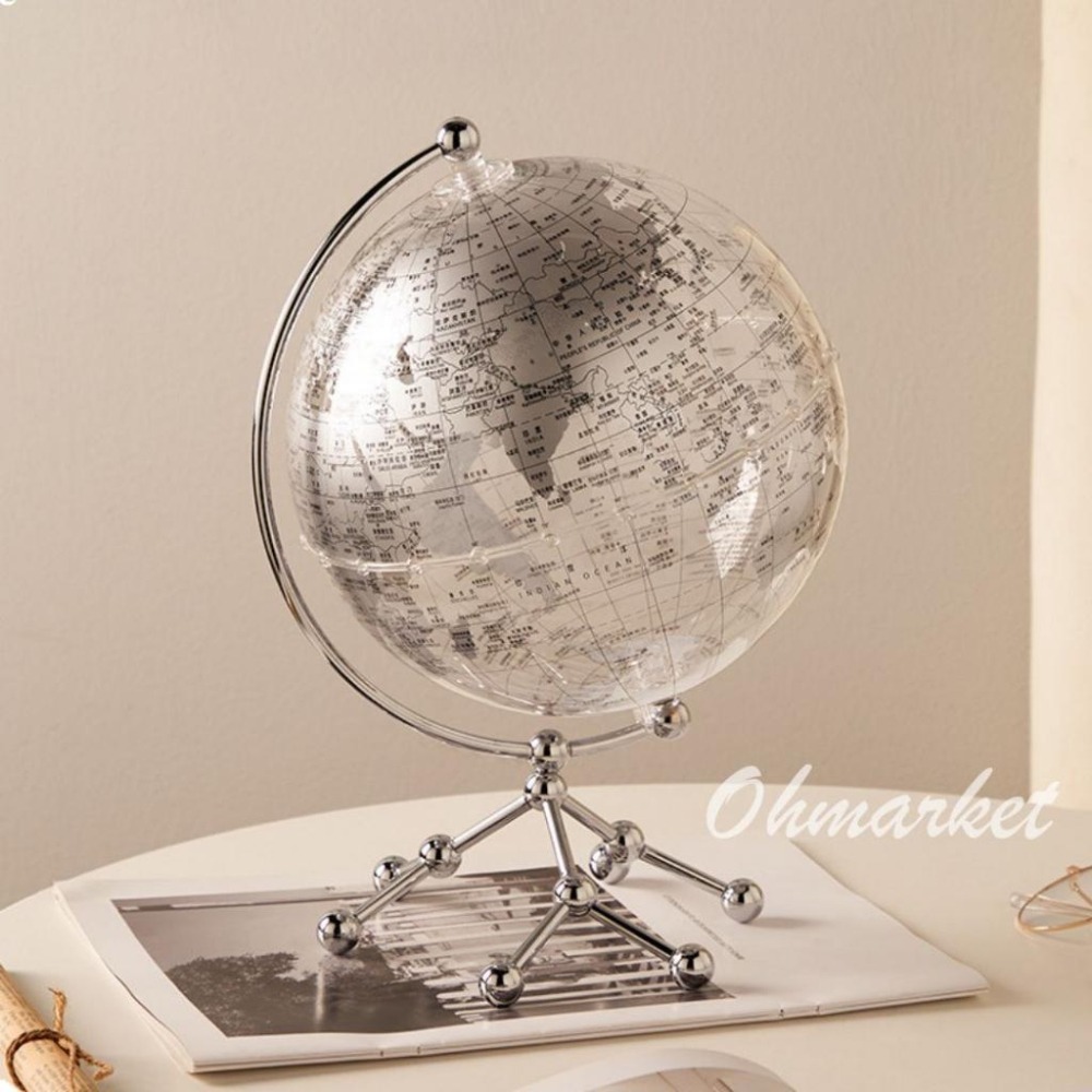 【生活市集】 透明地球儀擺件 地球儀小夜燈 夜光地球儀 世界地圖 地球地圖知性擺設地球儀書房擺設交換禮物-細節圖4