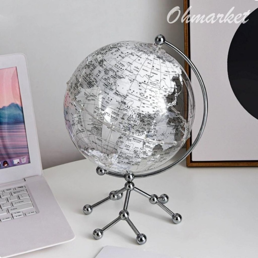 【生活市集】 透明地球儀擺件 地球儀小夜燈 夜光地球儀 世界地圖 地球地圖知性擺設地球儀書房擺設交換禮物-細節圖9