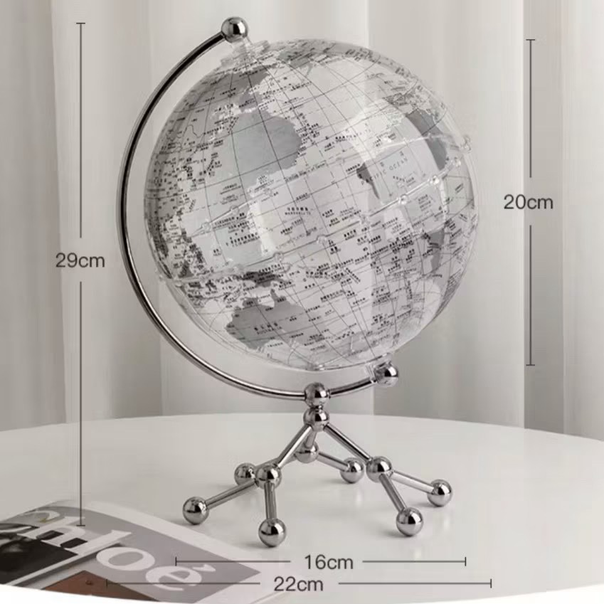 【生活市集】 透明地球儀擺件 地球儀小夜燈 夜光地球儀 世界地圖 地球地圖知性擺設地球儀書房擺設交換禮物-規格圖9