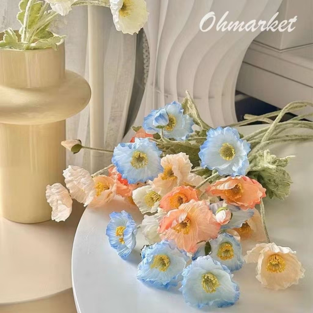 【生活市集】 韓系虞美人仿真花 罌粟花假花 拍照道具 佈置 居家擺設 仿真花禮物情人節花束拍照佈置假花花瓶-細節圖3