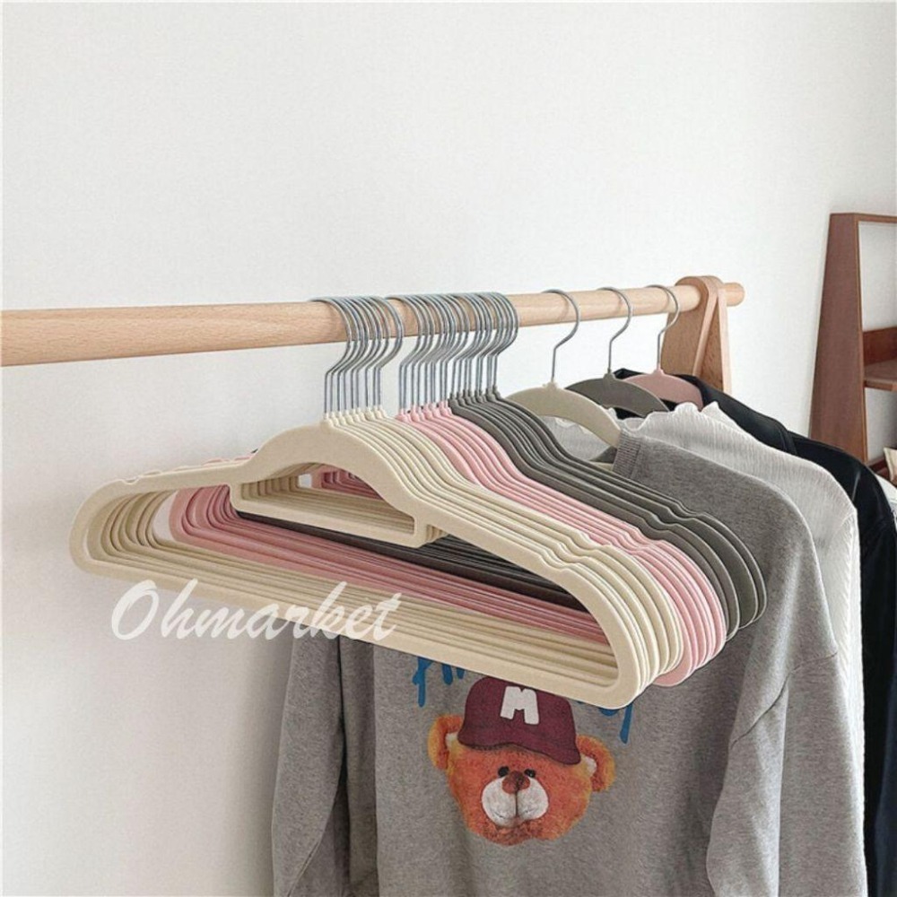 【生活市集】 防滑植絨衣架 衣架 防滑衣架 止滑衣架 無痕衣架 曬衣架 衣架子 陽台衣架 晾衣架 衣櫥 衣櫃 收-細節圖3