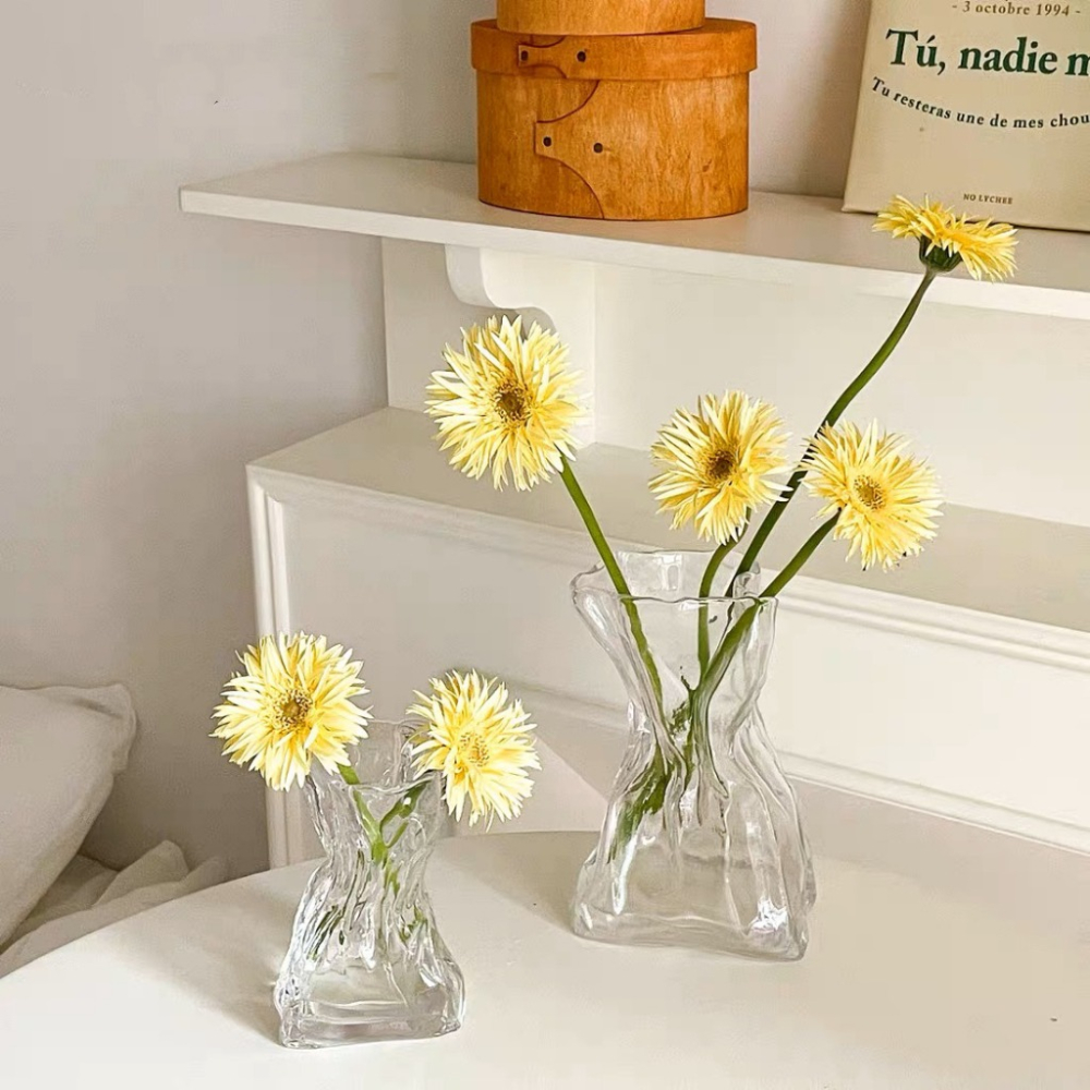 【生活市集】 法式摺紙花瓶 造型花瓶花插 玻璃花瓶 透明花瓶 插花瓶 玻璃擺件 桌面裝飾 乾燥花花瓶-細節圖8