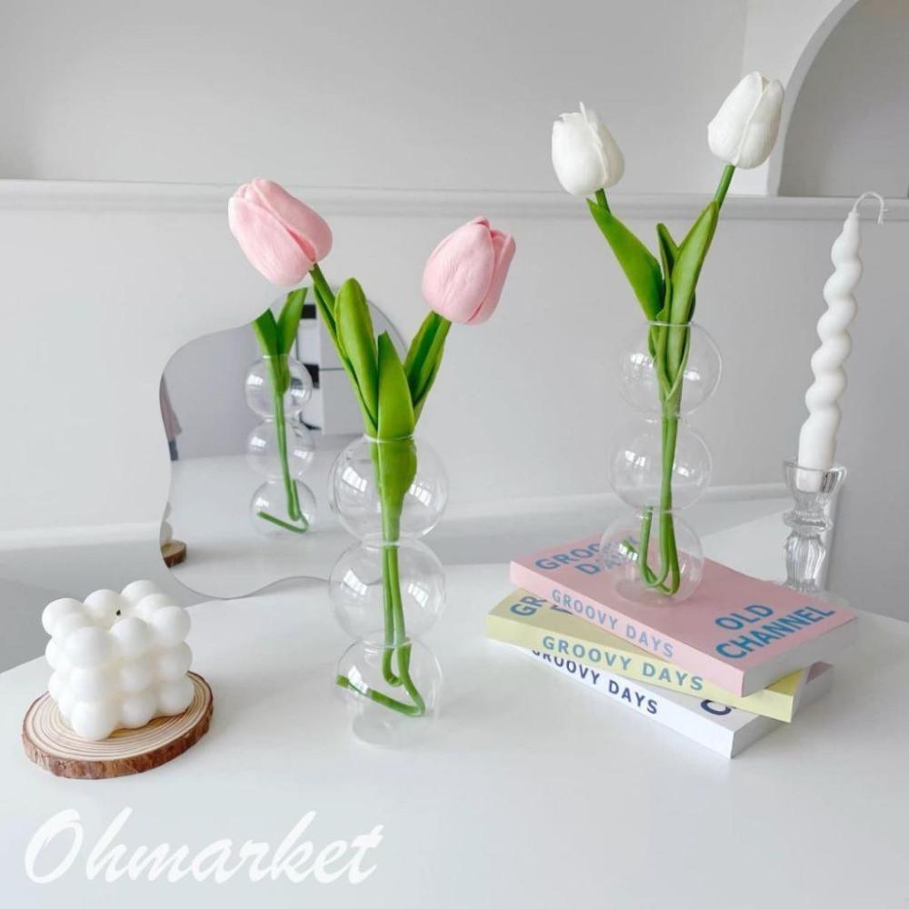 【生活市集】 水潤高質感仿真鬱金香 仿真花 假花 拍照道具 佈置 居家擺設仿真花禮物情人節花束拍照佈置假花花瓶-細節圖7