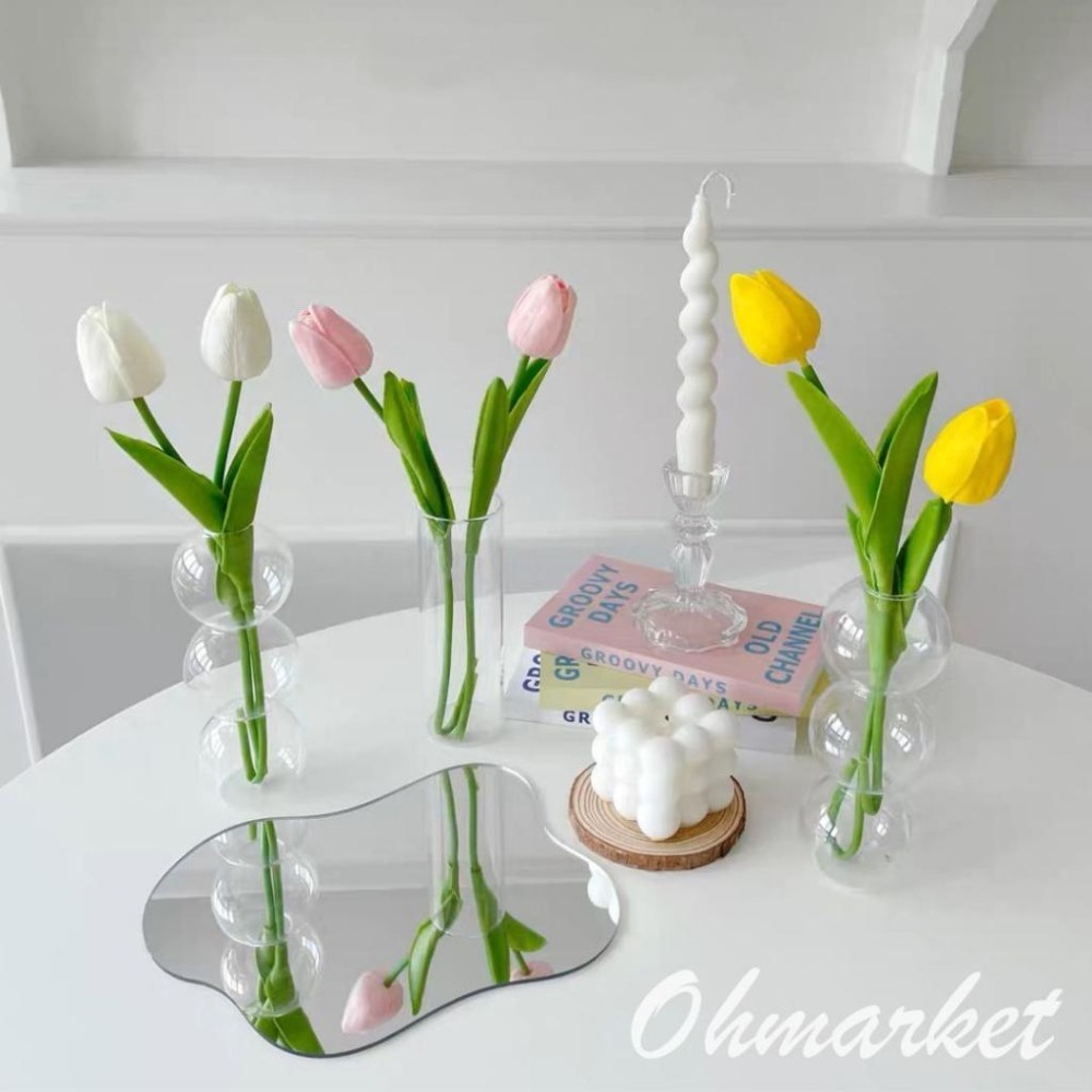 【生活市集】 水潤高質感仿真鬱金香 仿真花 假花 拍照道具 佈置 居家擺設仿真花禮物情人節花束拍照佈置假花花瓶-細節圖9