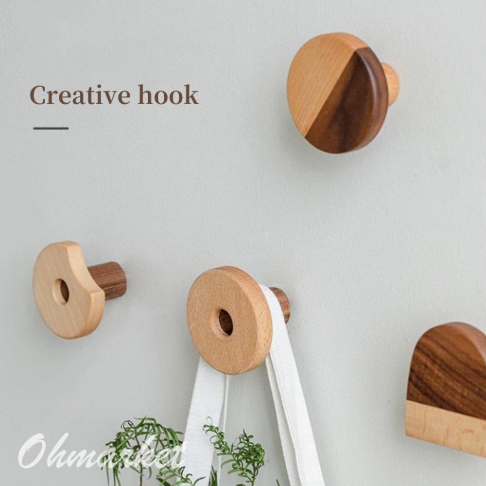 【生活市集】 韓系拼色 原木掛鉤 進口原木 免打孔 打孔皆可安裝 掛鉤 原木掛鉤 牆壁收納 衣帽架掛飾牆掛-細節圖2