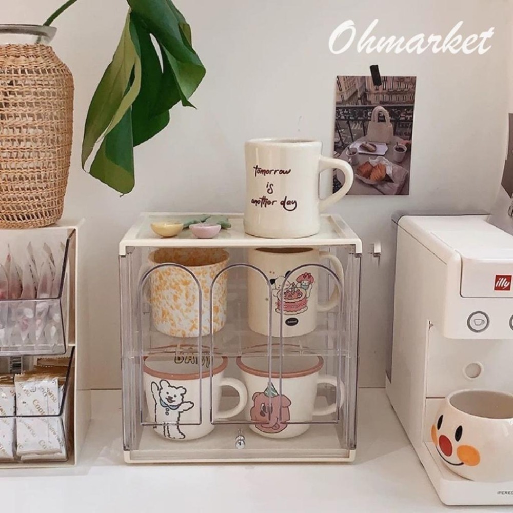 【生活市集】  拱門收納盒 茶包收納盒 杯子收納盒 廚房收納 膠囊咖啡收納盒 吧檯收納架辦公室收納盒水杯收-細節圖5