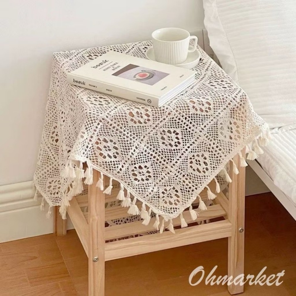 【生活市集】 流蘇編織鏤空桌巾 編織桌巾 鏤空蕾絲桌布 桌布桌巾民宿咖啡廳佈置茶几編織蓋巾鏤空巾拍照佈置-規格圖9