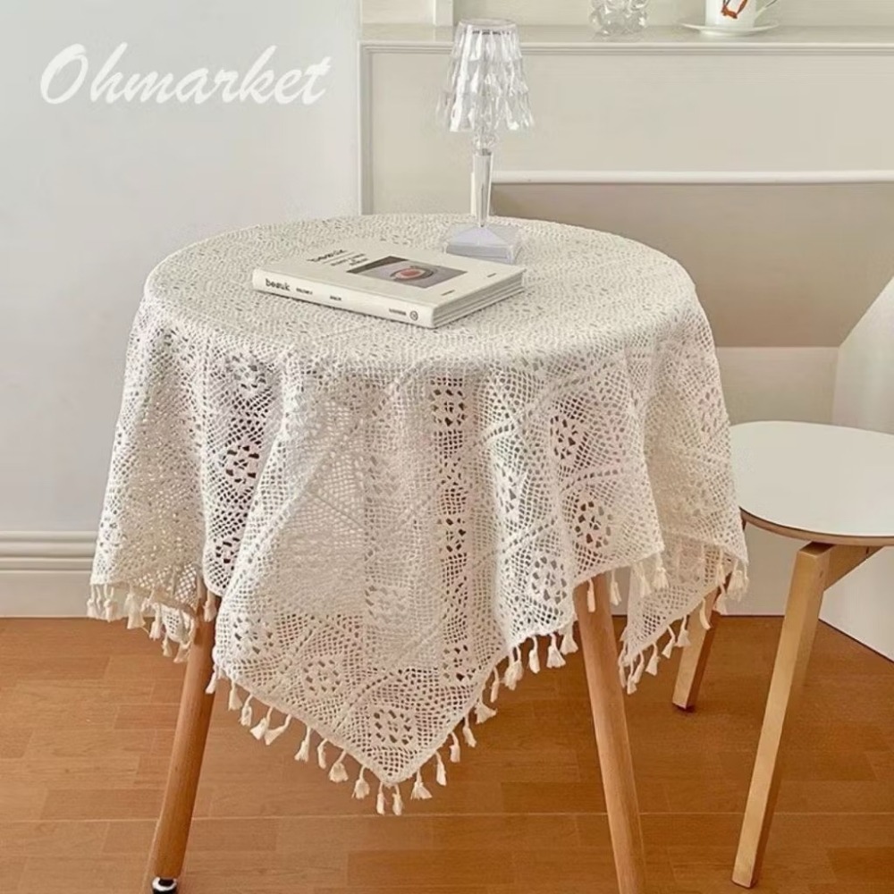 【生活市集】 流蘇編織鏤空桌巾 編織桌巾 鏤空蕾絲桌布 桌布桌巾民宿咖啡廳佈置茶几編織蓋巾鏤空巾拍照佈置-規格圖9