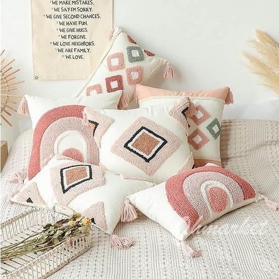 【生活市集】 摩洛哥流蘇抱枕 枕套 菱格 枕套抱枕 沙發抱枕 沙發枕 居家裝飾 流蘇枕頭 居家配件枕頭套-細節圖2