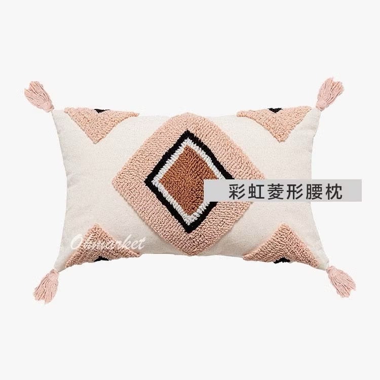 彩虹菱形 腰枕套【30x50】