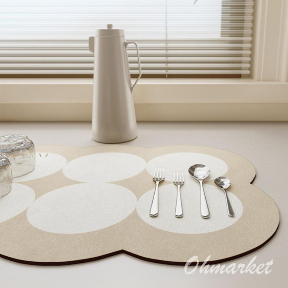 【生活市集】 瀝水餐具墊 奶茶色瀝水餐墊 瀝水架 餐具收納 餐具架 吸水餐墊廚房收納吸水防潮廚房洗手台防潮-細節圖2