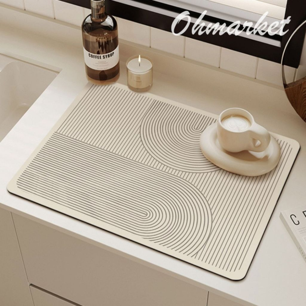 【生活市集】 瀝水餐具墊 奶茶色瀝水餐墊 瀝水架 餐具收納 餐具架 吸水餐墊廚房收納吸水防潮廚房洗手台防潮-細節圖4