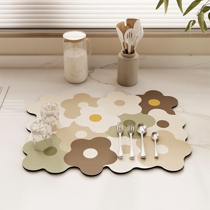 【生活市集】 瀝水餐具墊 奶茶色瀝水餐墊 瀝水架 餐具收納 餐具架 吸水餐墊廚房收納吸水防潮廚房洗手台防潮-細節圖6