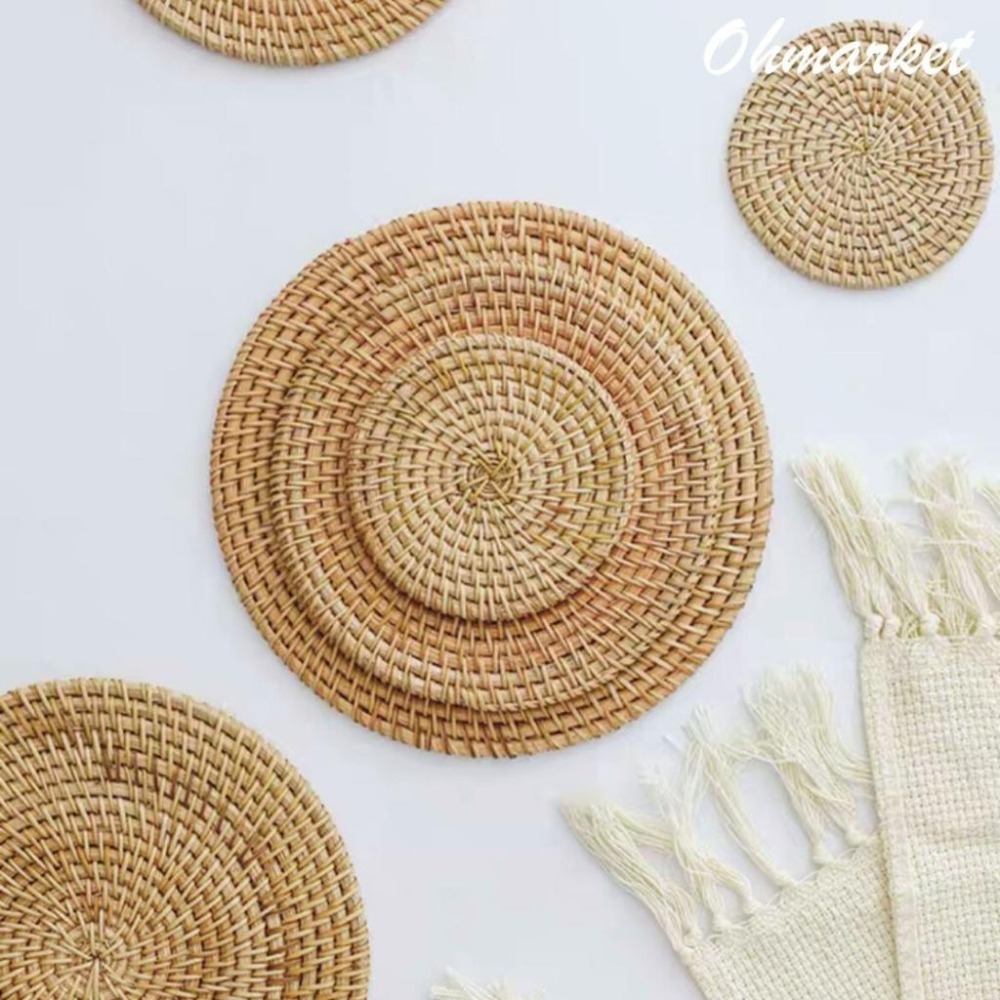 【生活市集】 手工藤編杯墊 藤編圓形杯墊 復古杯墊 咖啡杯墊 藤條杯墊 隔熱墊 圓形杯墊編織餐墊杯墊民宿餐墊-細節圖7