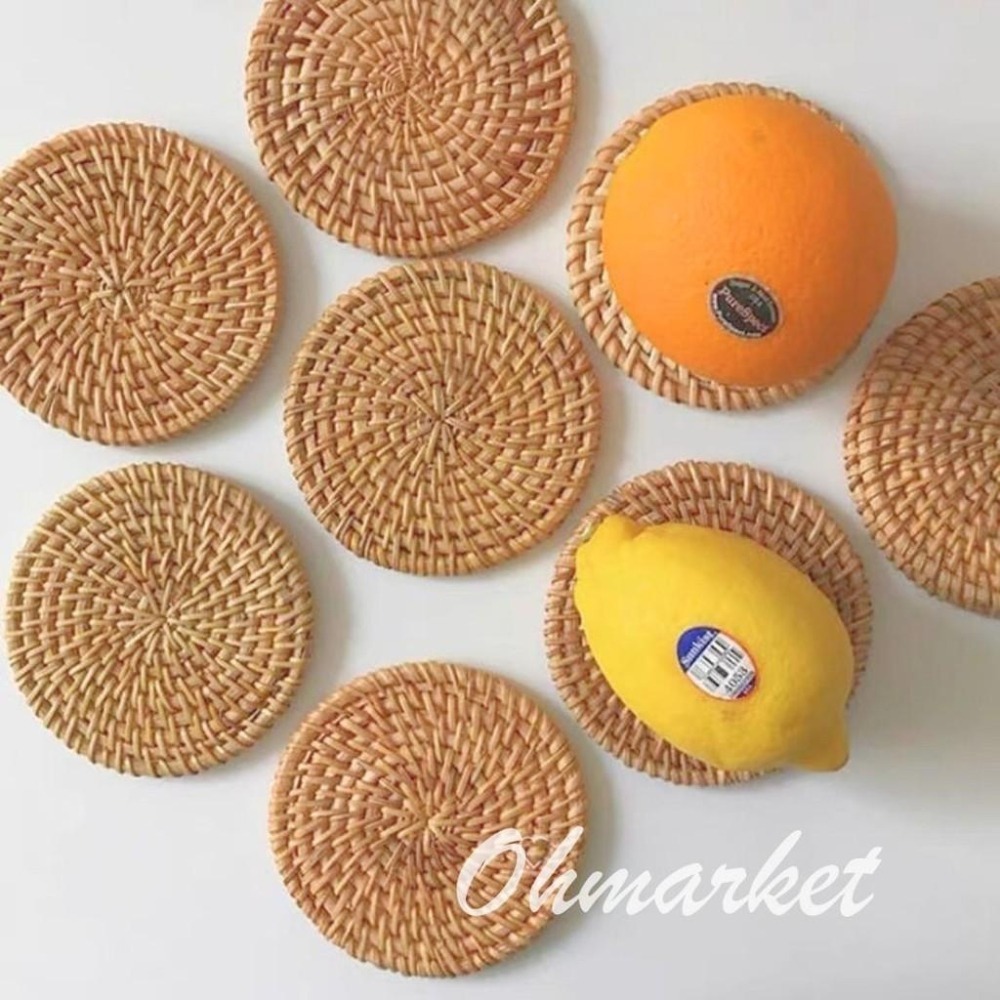 【生活市集】 手工藤編杯墊 藤編圓形杯墊 復古杯墊 咖啡杯墊 藤條杯墊 隔熱墊 圓形杯墊編織餐墊杯墊民宿餐墊-細節圖8