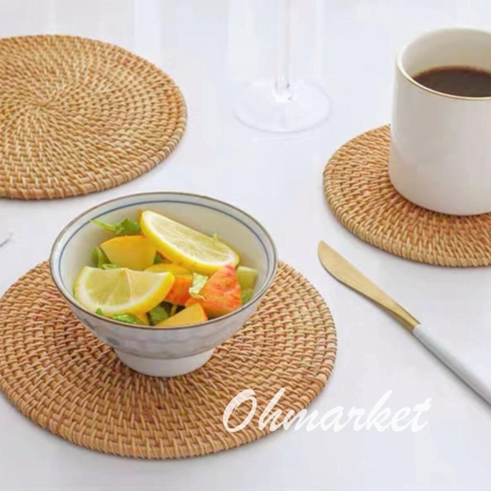 【生活市集】 手工藤編杯墊 藤編圓形杯墊 復古杯墊 咖啡杯墊 藤條杯墊 隔熱墊 圓形杯墊編織餐墊杯墊民宿餐墊-細節圖9