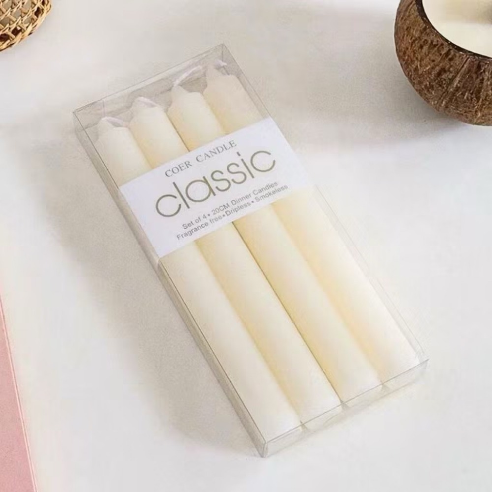 象牙白 圓柱蠟燭 2x20 / 4入