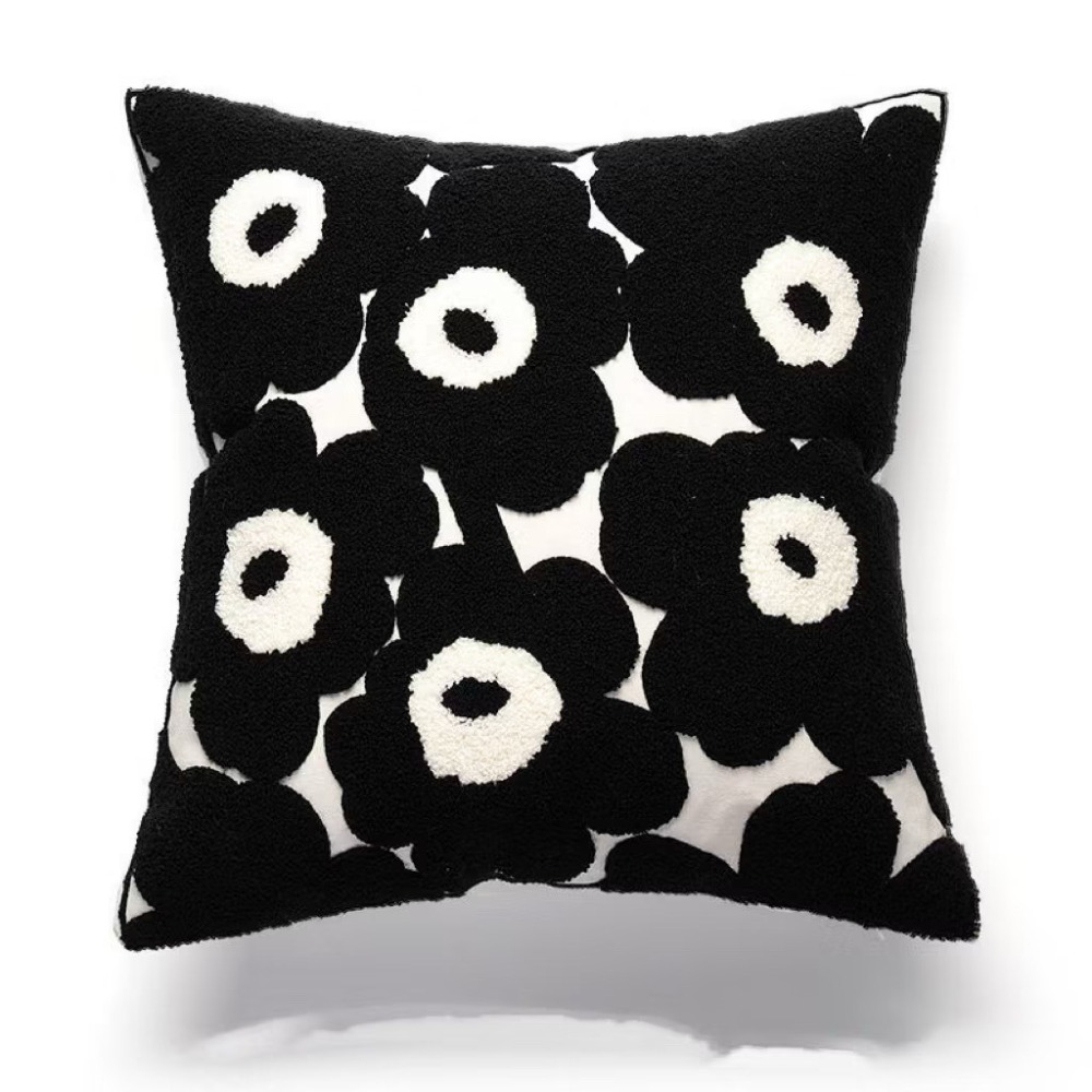 黑色罌粟小花 45x45【枕套】