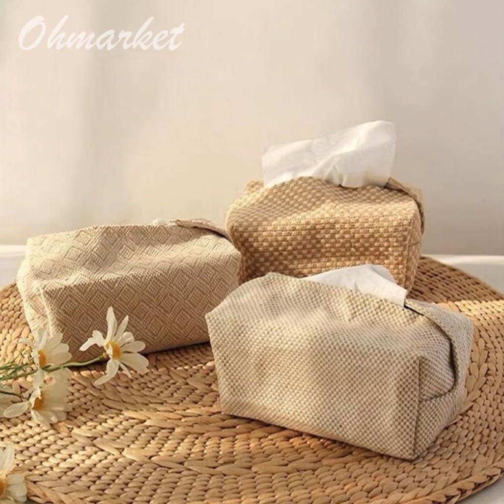 【生活市集】 加長新版✨編織棉麻衛生紙套 衛生紙盒棉麻衛生紙套抽紙套 面紙收納編織抽紙收納袋衛生紙紙巾盒-細節圖3