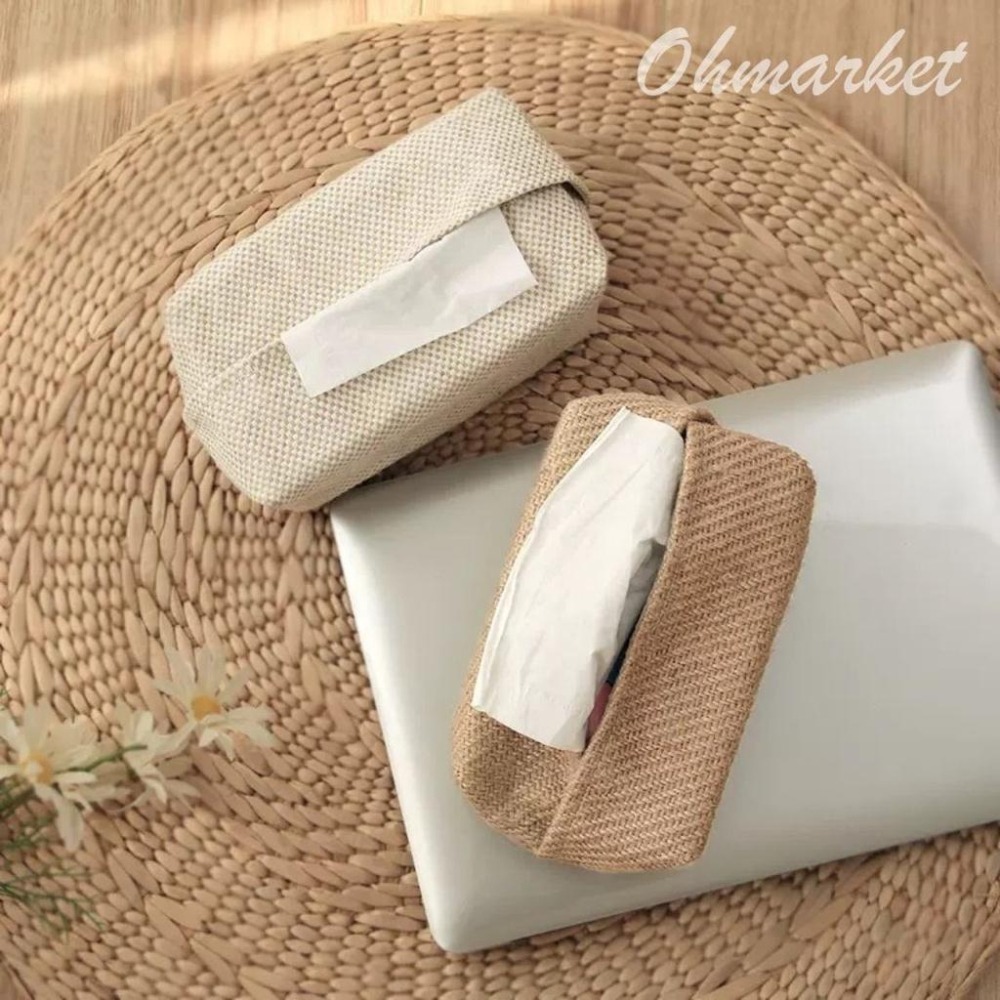 【生活市集】 加長新版✨編織棉麻衛生紙套 衛生紙盒棉麻衛生紙套抽紙套 面紙收納編織抽紙收納袋衛生紙紙巾盒-細節圖4