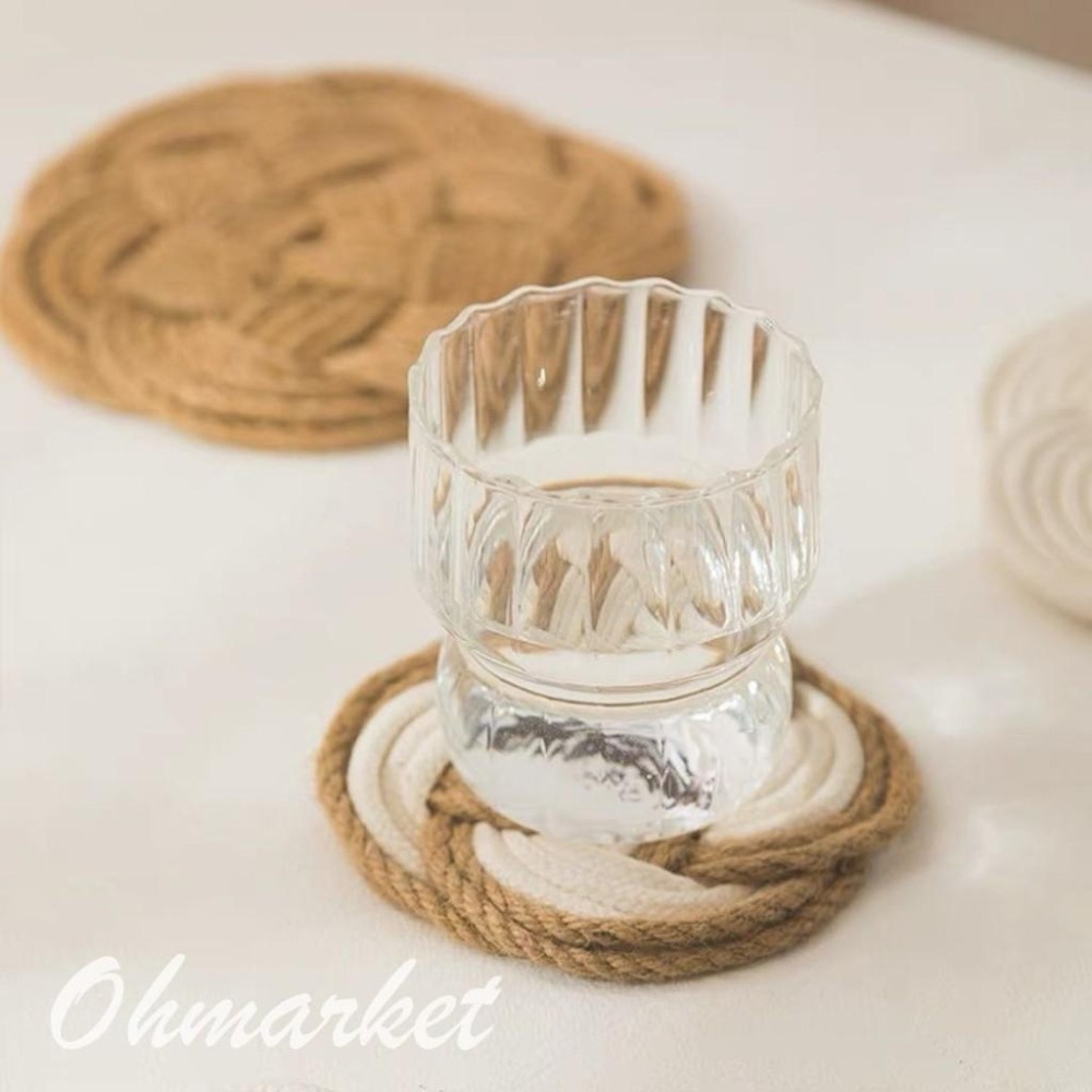 【生活市集】  北歐麻花編織餐墊 棉麻繩藤編杯墊棉麻編織隔熱墊居家餐廚餐墊裝飾居家吸水墊咖啡廳隔熱墊拍照佈置-細節圖3