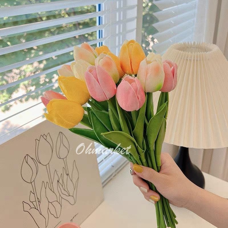 【生活市集】 韓系高質感仿真花 鬱金香假花 拍照道具 佈置 居家擺設 仿真花禮物情人節花束拍照佈置假花花瓶-細節圖6