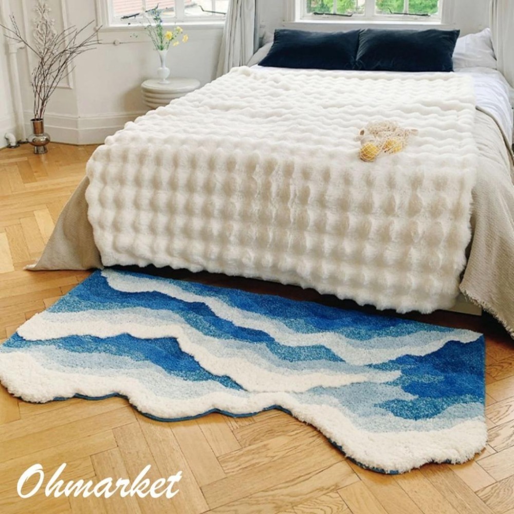 【生活市集】 大尺寸 簇絨風踏浪地毯 植絨地毯簇絨地毯 仿羊絨地墊 地毯 室內地墊客廳地墊地毯客廳地臥室-細節圖5