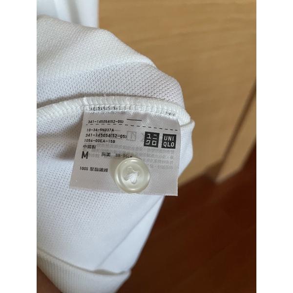 二手Uniqlo 短袖鈕扣白色polo 衫 翻領 襯衫男女皆適合 面試表演用 純色 素色 簡約 穿搭-細節圖3